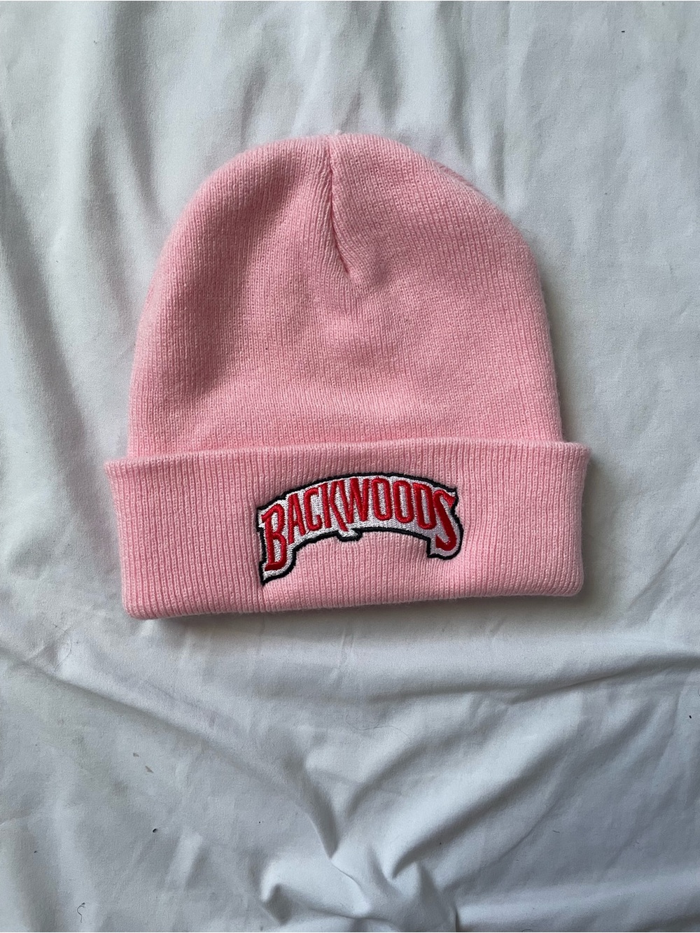 Backwoods Strawberry Pink Knit Beanie Hat Logo Patch Solid OneSize Unisex Adults